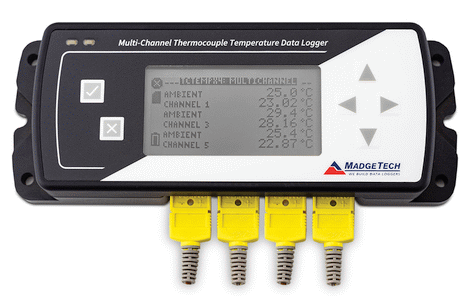 Data logger termopar 8 canales con pantalla local